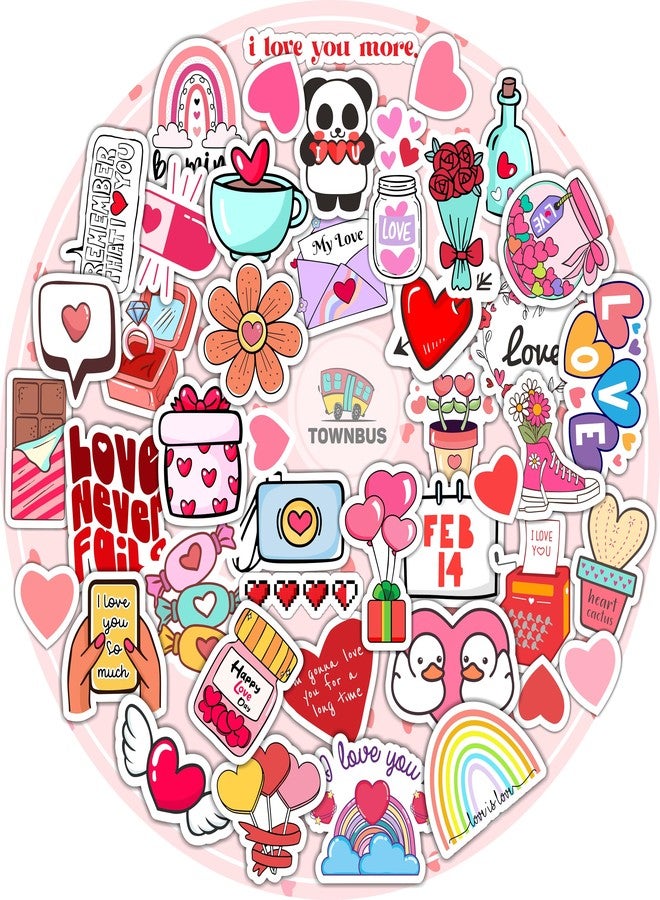 TOWNBUS | 38 Love Stickers | Perfect for Valentine Gift,laptops,Mobiles,waterbottles,Journals,Scrapbookings etc-Self-Adhesive - Image 1